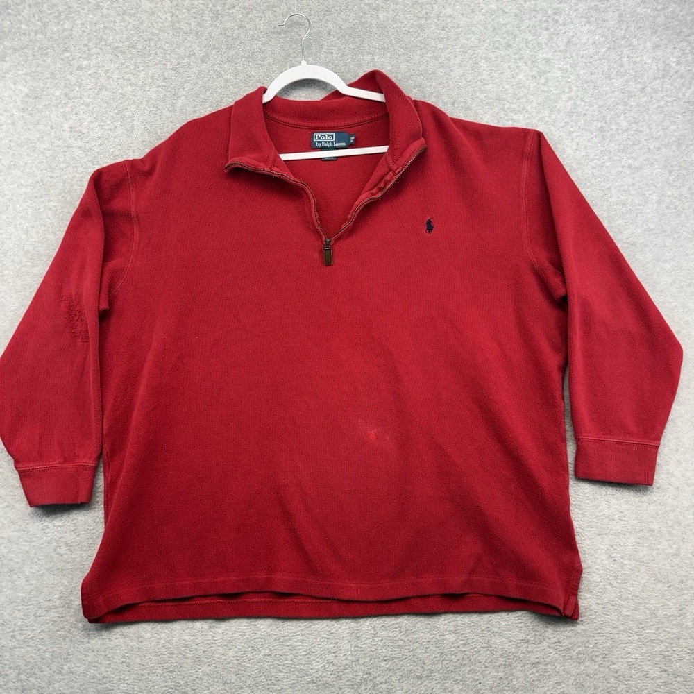 Polo Ralph Lauren Sweater‎ Mens 2xB Ribbed Quarter Zip Pullover 2X Big Flaw*